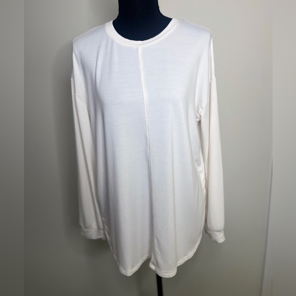Liz Claiborne- like new - soft white shirt with gold button detail on sides